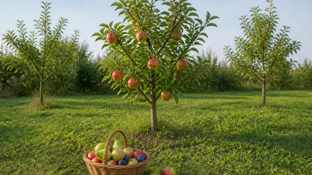 Illustration éditoriale pour l’article « Quels fruits faciles cultiver pour un verger productif »